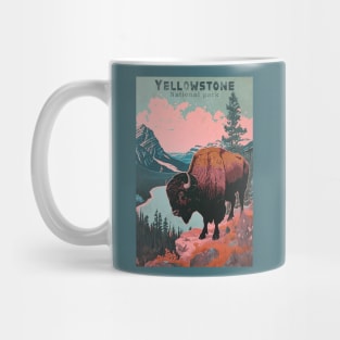 Yellowstone National Park Buffalo Vintage Travel Poster Mug